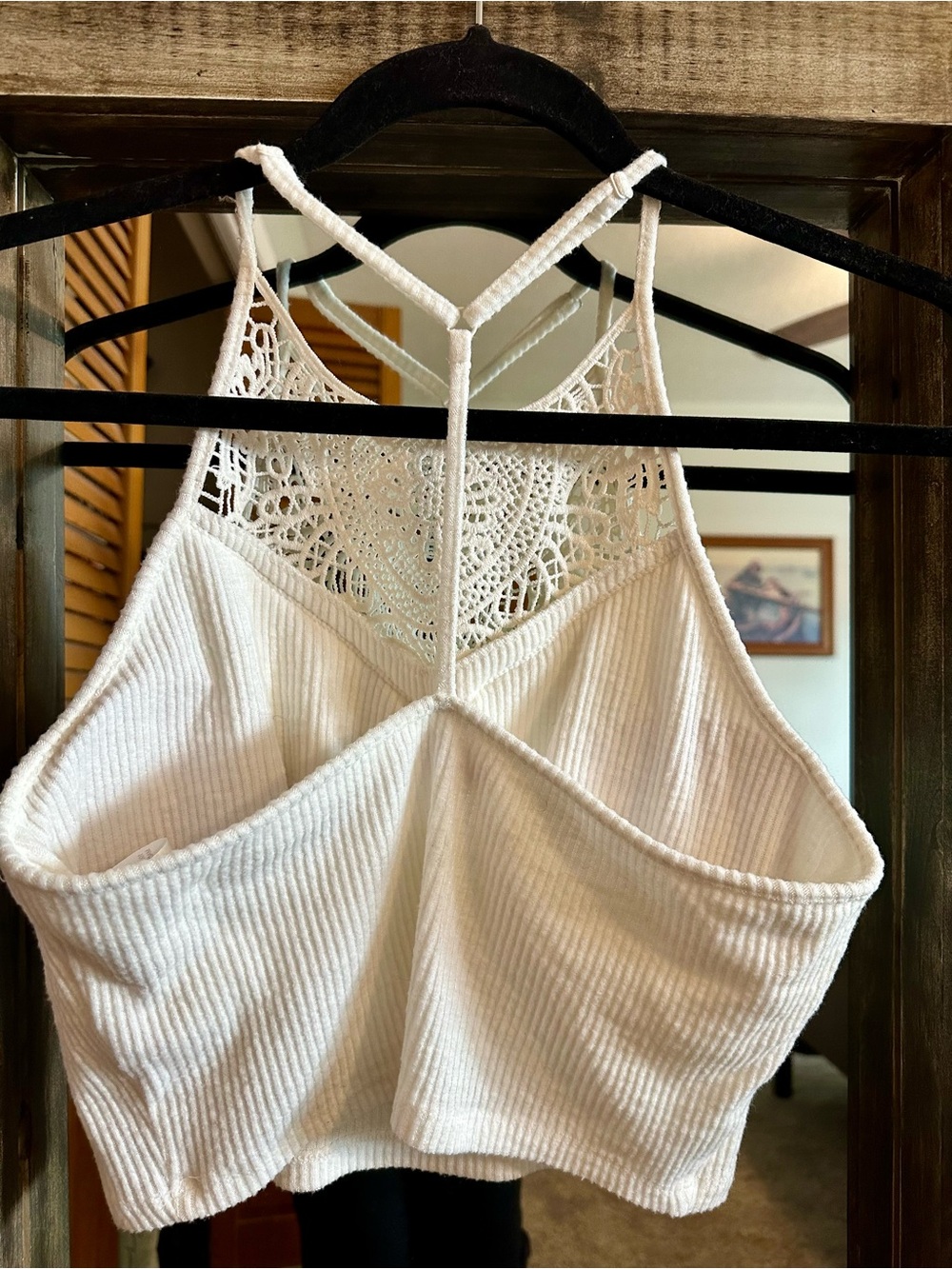 SO Pretty Little Layers White Crochet Lace High Neck Brami Tank M Boho Concert - Picture 3 of 4